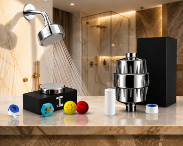 AquaVive Ultimate Bundle Contents – Shower Head Filter Core Complete Skin and Hair Care Upgrade