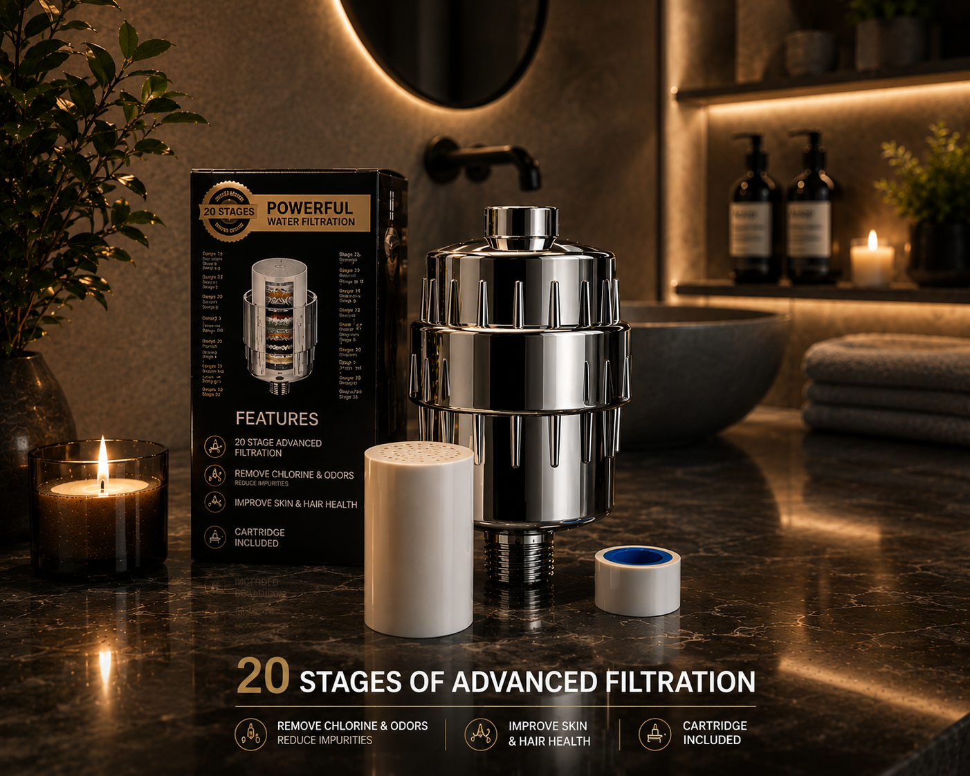 AquaVive Shower Filter – Softer Skin, Shinier Hair & Scalp Relief