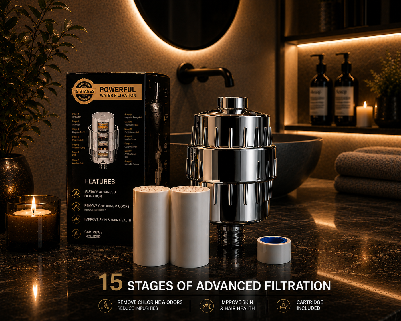 AquaVive Shower Filter – Softer Skin, Shinier Hair & Scalp Relief